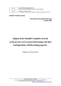 Opinion of the Scientific Committee on Food on the presence of ?-asarone in flavourings and other food ingredients with fla...