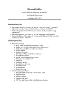 Highmark Builders Parade of Homes Selections SpringSouth Shore Drive Prior Lake, MNAppliance Selection: