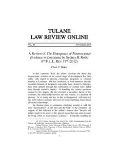TULANE LAW REVIEW ONLINE VOL. 88 NOVEMBER 2013