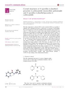 research communications Crystal structures of N-(pyridin-2-ylmethyl)pyrazine-2-carboxamide (monoclinic polymorph) and N-(pyridin-4-ylmethyl)pyrazine-2carboxamide1 ISSN[removed]