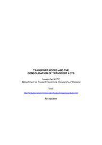 TRANSPORT MODES AND THE CONSOLIDATION OF TRANSPORT LOTS November 2002
