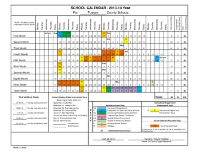 SCHOOL CALENDAR[removed]Year  3 Second Month