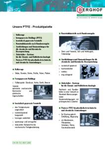 Unsere PTFE - Produktpalette • • • • •