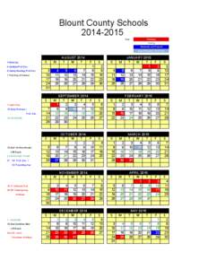 Blount County Schools[removed]Key: Holidays Testing