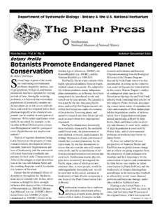 Department of Systematic Biology - Botany & the U.S. National Herbarium  The Plant Press New Series - Vol. 4 - No. 4  October-December 2001