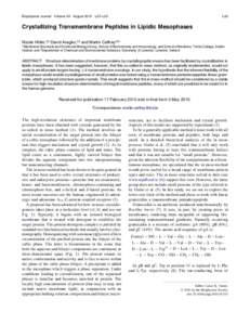 Crystallizing Transmembrane Peptides in Lipidic Mesophases