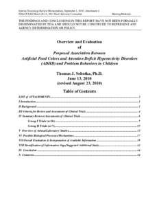 Interim Toxicology Review Memorandum, Attachment 4, Overview and Evaluation