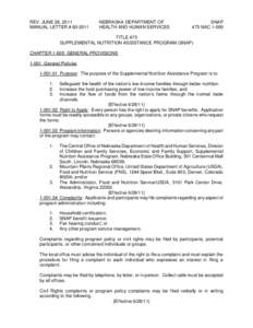 REV. JUNE 28, 2011 MANUAL LETTER # [removed]NEBRASKA DEPARTMENT OF HEALTH AND HUMAN SERVICES