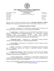 NEW JERSEY LAW REVISION COMMISSION Vito A. Gagliardi, Jr., Chairman Andrew O. Bunn Albert Burstein John J. Farmer, Jr. Linda Greenstein