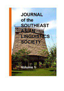 JSEALS  Journal of the Southeast Asian Linguistics Society