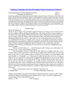 Southern Campaign American Revolution Pension Statements & Rosters Pension application of Terence McDonald S38191 Transcribed by Will Graves f10VA[removed]