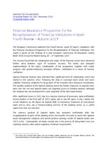 Summary for non-specialists Occasional Papers No[removed]November 2013 Occasional Papers index Financial Assistance Programme for the Recapitalisation of Financial Institutions in Spain.
