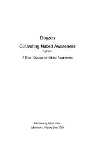 Dogzen Cultivating Naked Awareness By Edrid