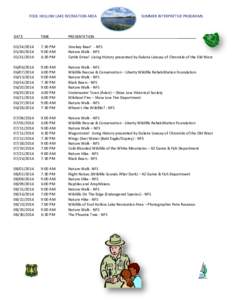 FOOL HOLLOW LAKE RECREATION AREA  SUMMER INTERPRETIVE PROGRAMS DATE