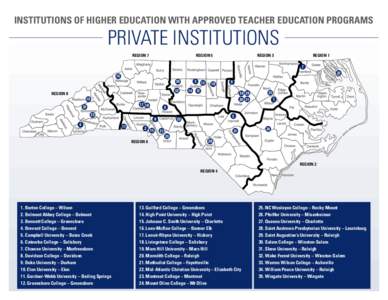 INSTITUTIONS OF HIGHER EDUCATION WITH APPROVED TEACHER EDUCATION PROGRAMS  PRIVATE INSTITUTIONS REGION 7  REGION 5