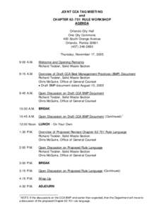 Joint CCA TAG Meeting and Chapter[removed]Rule Workshop Agenda November 17, 2005