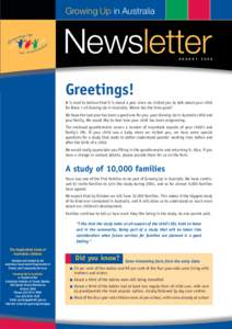 Growing Up in Australia newsletter  no.1 August 2004