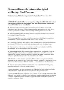 Australia / Gillard Government / Rob Oakeshott / Noel Pearson / Bob Katter / Tony Abbott / Julia Gillard / Indigenous Australians / Howard Government / Politics of Australia / Government of Australia / Members of the Australian House of Representatives