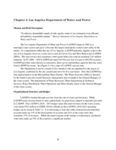 Chapter 3. Los Angeles Department of Water and Power Mission and Brief Description “To deliver a dependable supply of safe, quality water to our customers in an efficient and publicly responsible manner.” Mission Sta
