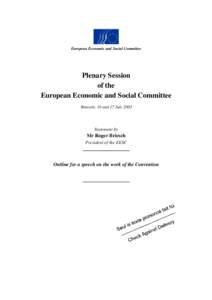 Speaking notes on the work of the European Convention - statement by Roger Briesch, President of the European Economic and Social Committee - Brussels, [removed]