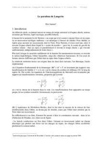 Bulletin de la Société des Enseignants Neuchâtelois de Sciences, n° 13, Octobre 1992,  Physique Le paradoxe de Langevin Eric Jeannet1