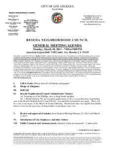 Reseda /  Los Angeles / Principles / Southern California / Reconsideration of a motion / Agenda / Minutes / Public comment / Reseda / Brown Act / Meetings / Parliamentary procedure / Government