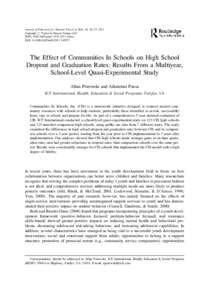 Journal of Education for Students Placed at Risk, 16: 24–37, 2011 Copyright # Taylor & Francis Group, LLC ISSN: [removed]print=[removed]online DOI: [removed][removed]The Effect of Communities In Schools o