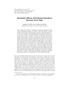 Media Psychology, 10:113–134, 2007 Copyright © Lawrence Erlbaum Associates, Inc. ISSN: print785X online DOI:   Persuasive Effects of Fictional Narratives