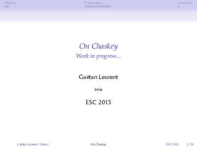 Chaskey  Cryptanalysis Conclusion