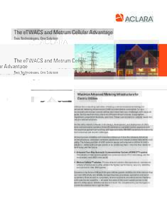The eTWACS and Metrum Cellular Advantage Two Technologies, One Solution Maximize Advanced Metering Infrastructure for Electric Utilities Utilities face a daunting task when choosing a communications technology for