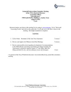 TWIA Actuarial/Underwriting Committee[removed]agenda