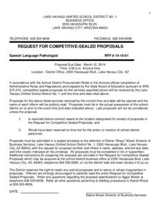 Lower Colorado River Valley / Lake Havasu City /  Arizona / Auctioneering / Lake Havasu Unified School District / Request for proposal / Proposal / Havasupai people / Government procurement / Contract A / Business / Sales / Procurement