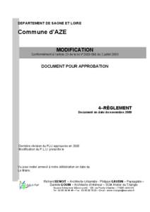 DEPARTEMENT DE SAONE ET LOIRE  Commune d’AZE MODIFICATION  Conformément à l’article 23 de la loi n°du 2 juillet 2003