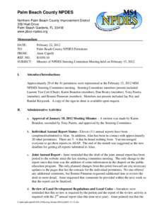 Palm Beach County NPDES Northern Palm Beach County Improvement District 359 Hiatt Drive Palm Beach Gardens, FLwww.pbco-npdes.org Memorandum