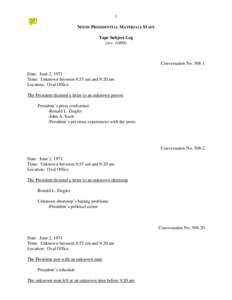 1 NIXON PRESIDENTIAL MATERIALS STAFF Tape Subject Log (rev[removed]Conversation No[removed]