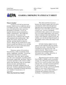 GIARDIA: DRINKING WATER FACT SHEET