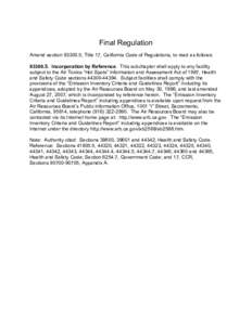 California Code of Regulations / Environment of the United States / Air dispersion modeling / United States / Environment / Air pollution in California / California Air Resources Board / Environment of California