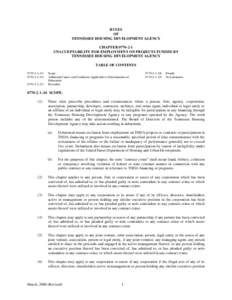 RULES OF TENNESSEE HOUSING DEVELOPMENT AGENCY CHAPTER[removed]UNACCEPTABILITY FOR EMPLOYMENT ON PROJECTS FUNDED BY TENNESSEE HOUSING DEVELOPMENT AGENCY