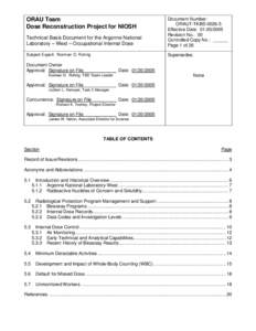 Technical Basis Document for the Argonne National Laboratory – West – Occupational Internal Dose Document Number: ORAUT-TKBS[removed]Effective Date: [removed]