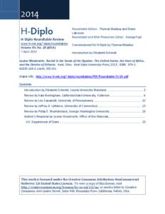 H-Diplo Roundtable, Vol. XV, No[removed])