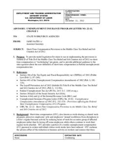 CLASSIFICATION EMPLOYMENT AND TRAINING ADMINISTRATION ADVISORY SYSTEM U.S. DEPARTMENT OF LABOR Washington, D.C[removed]