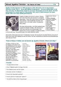 About Agatha Christie –  the Queen of Crime www.mittelschulvorbereitung.ch