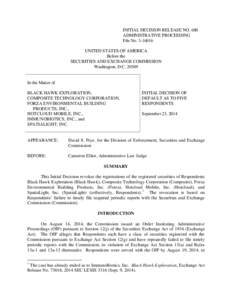 INITIAL DECISION RELEASE NO. 680 ADMINISTRATIVE PROCEEDING File No[removed]UNITED STATES OF AMERICA Before the SECURITIES AND EXCHANGE COMMISSION