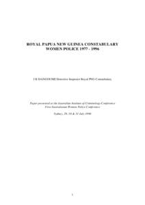 Gender studies / Law enforcement in Papua New Guinea / Royal Papua New Guinea Constabulary / Constabulary