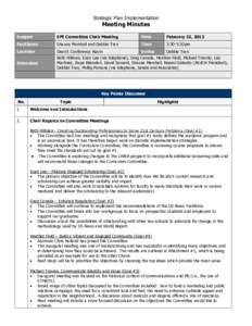 Strategic Plan Implementation  Meeting Minutes Subject