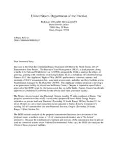 Dear Interested party letter North Steens Proposed Transmission Line Draft Environmental Impact Statement