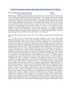 Southern Campaign American Revolution Pension Statements & Rosters Pension application of George Cox S2440 fn9NC Transcribed by Will Graves[removed]Methodology: Spelling, punctuation and/or grammar have been corrected 