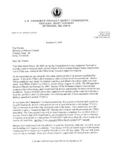 Response from CPSC General Counsel to Request for Exclusion from Lead Limits under Section 101(b) of the CPSIA - Polaris Industries, American Suzuki Motor Corporation, Arctic Cat Inc., Kawasaki Motors Corp., U.S.A., Amer