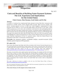 Costs and Benefits of Building Faster Payment Systems: The U.K. Experience and Implications for the United States