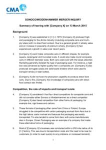 Summary of hearing with Company X